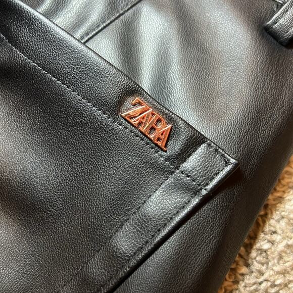 ZARA Faux Black Leather 90s Pant Size 4 XS Gothic Party Holiday‎ Sexy Concert - Picture 9 of 15